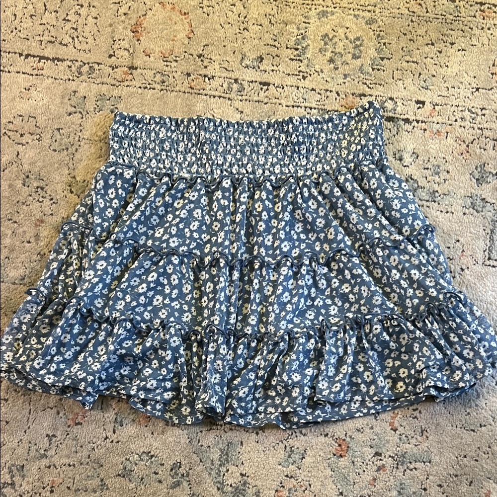 American Eagle Outfitters Blue Floral A-Line Skirt